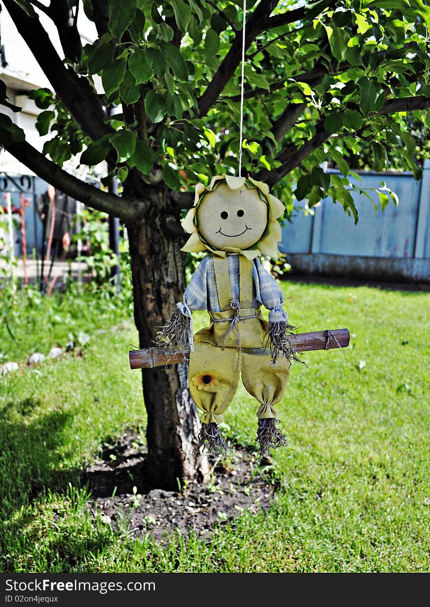 A Smiley Garden Decoration in Back Yard. A Smiley Garden Decoration in Back Yard