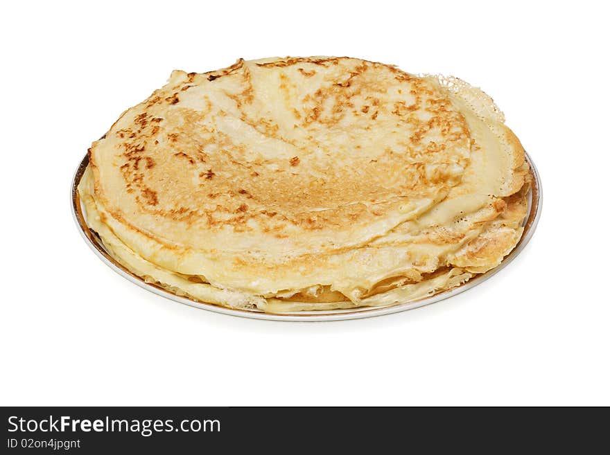 Pancakes pile isolated on white