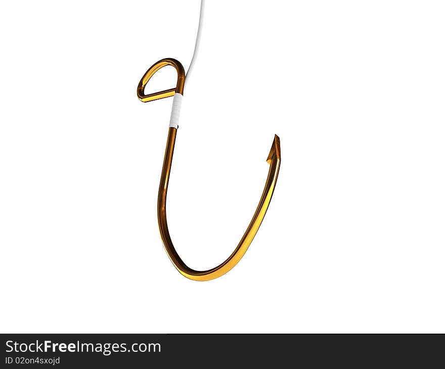 Fishhook isolated on white background. High quality 3d render.