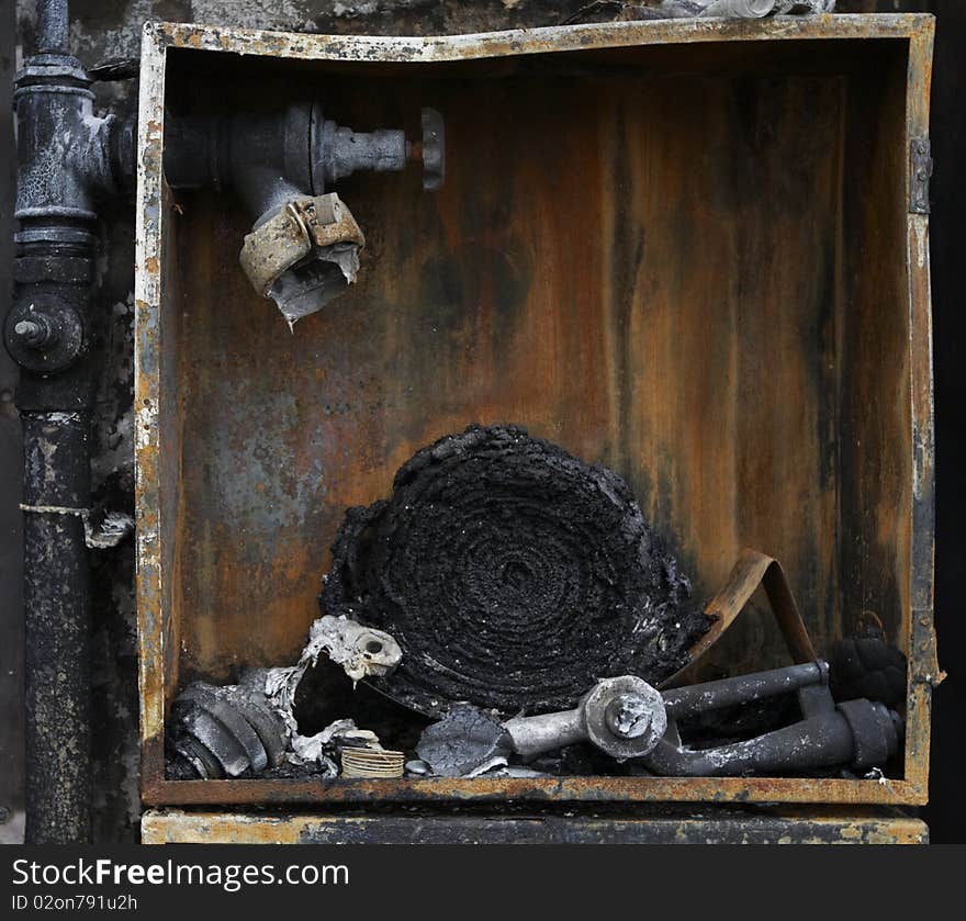 Hydrant destroyed by destructive fire.