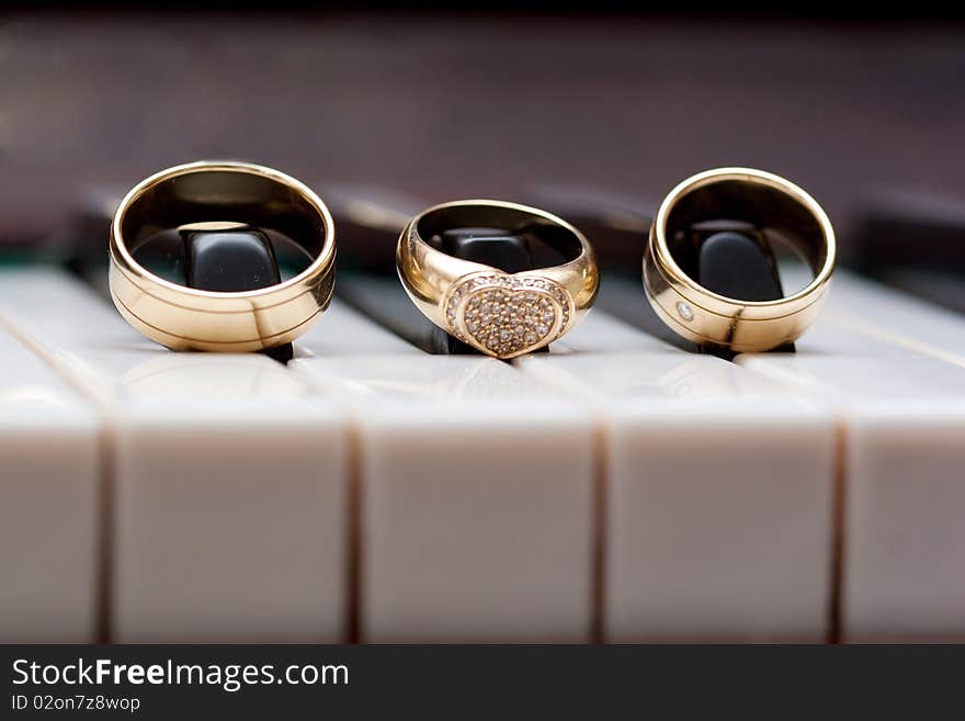 Wedding ring on Piano Keyboard