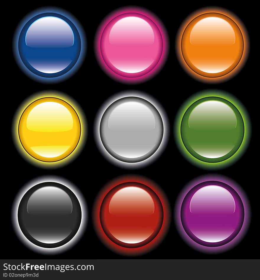 Vector shiny internet curve circle buttons. Vector shiny internet curve circle buttons