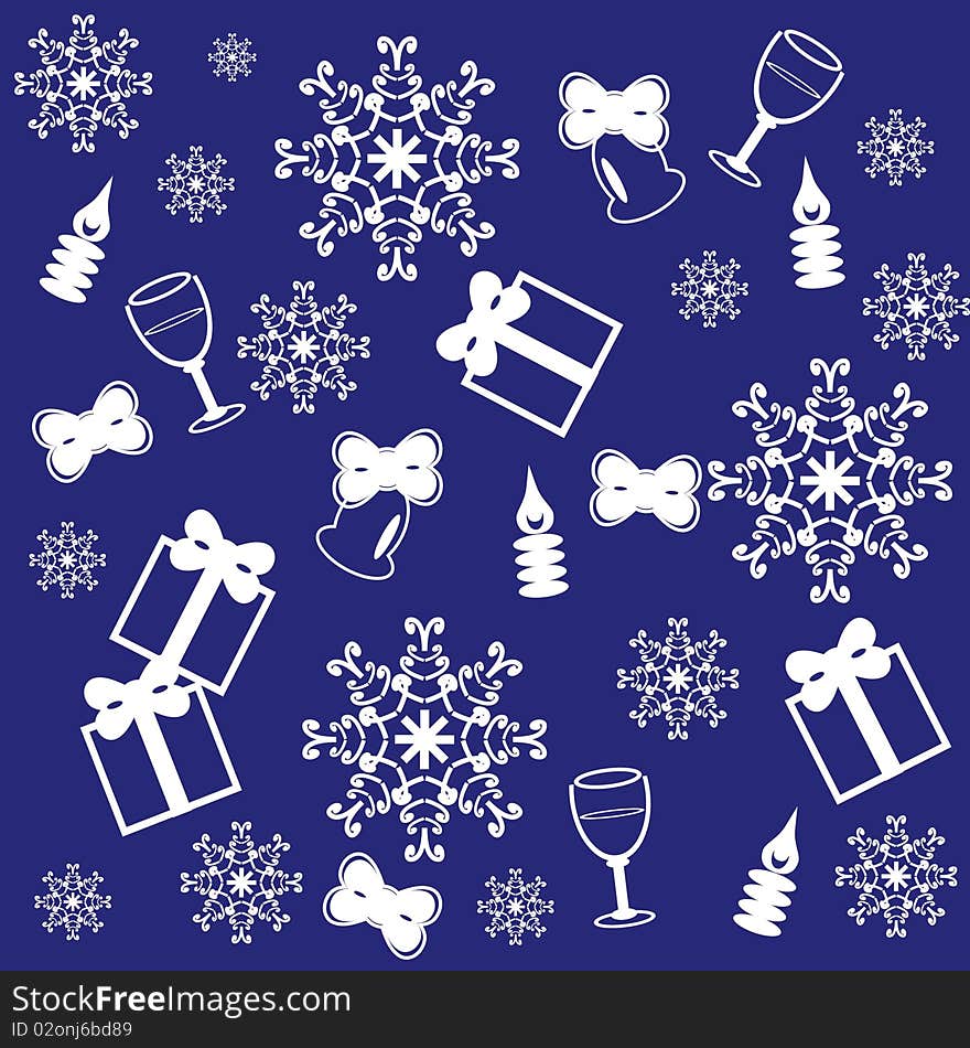 New Year and Christmas background on blue