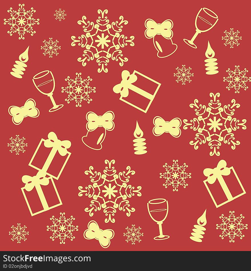 New Year and Christmas background on red