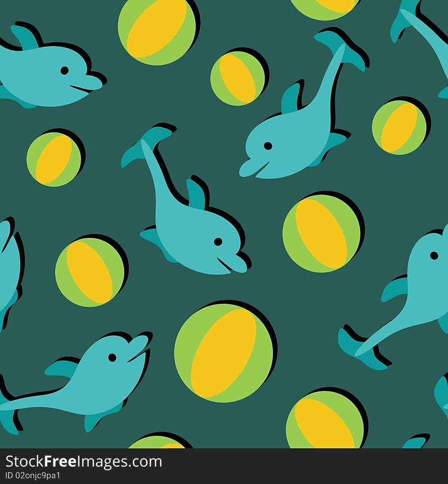 Background With Dolphins And Balls