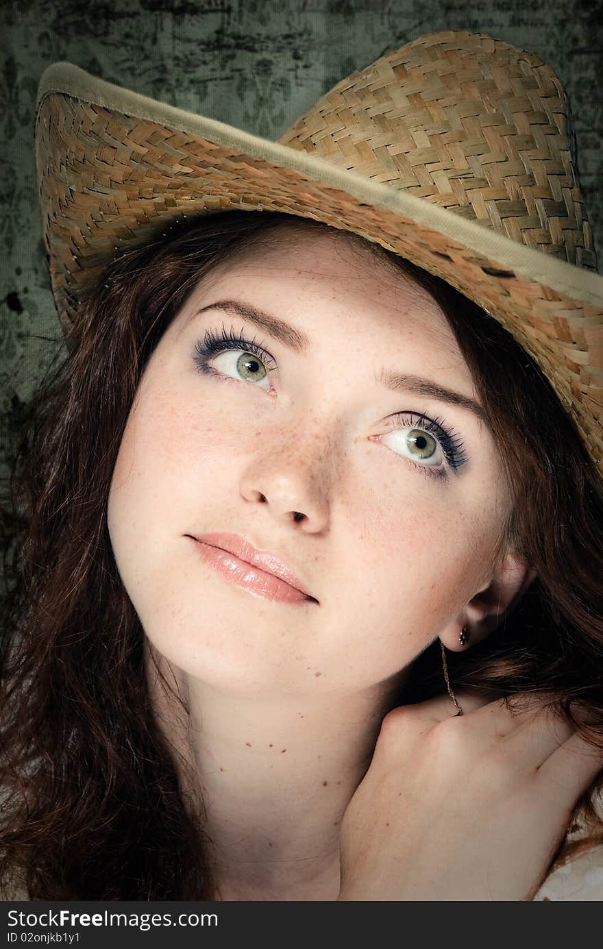 Cow girl in a country style hat