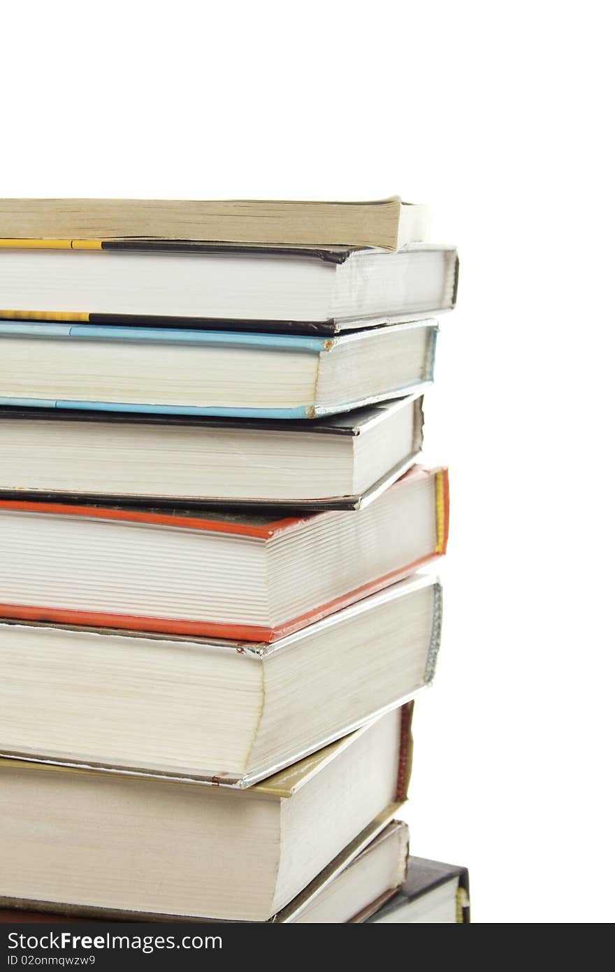 Isolated old books / textbooks. Books stack