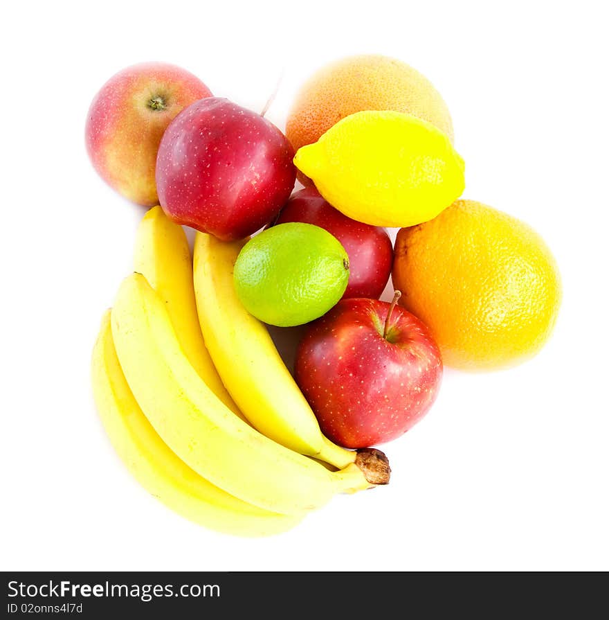 Mixed citrus fruit isolated on a white background