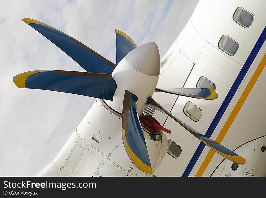 Close-up of new ukrainian aeroplane AN-140. Close-up of new ukrainian aeroplane AN-140