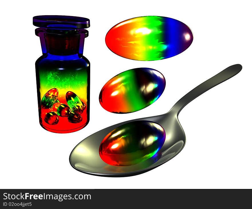 Rainbow Pill On Spoon