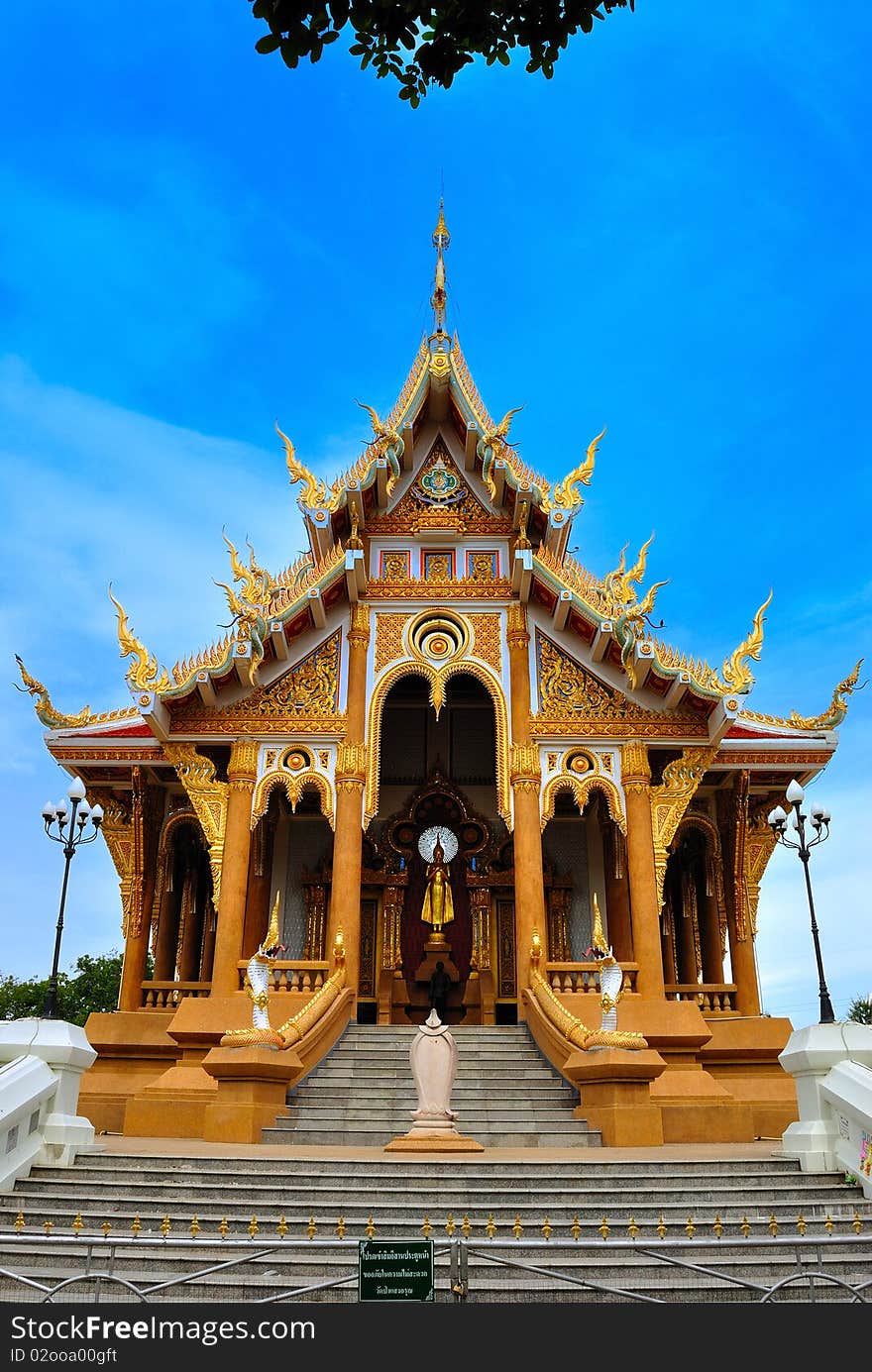 Thai Temple in khonkane province with clear blue day. Thai Temple in khonkane province with clear blue day