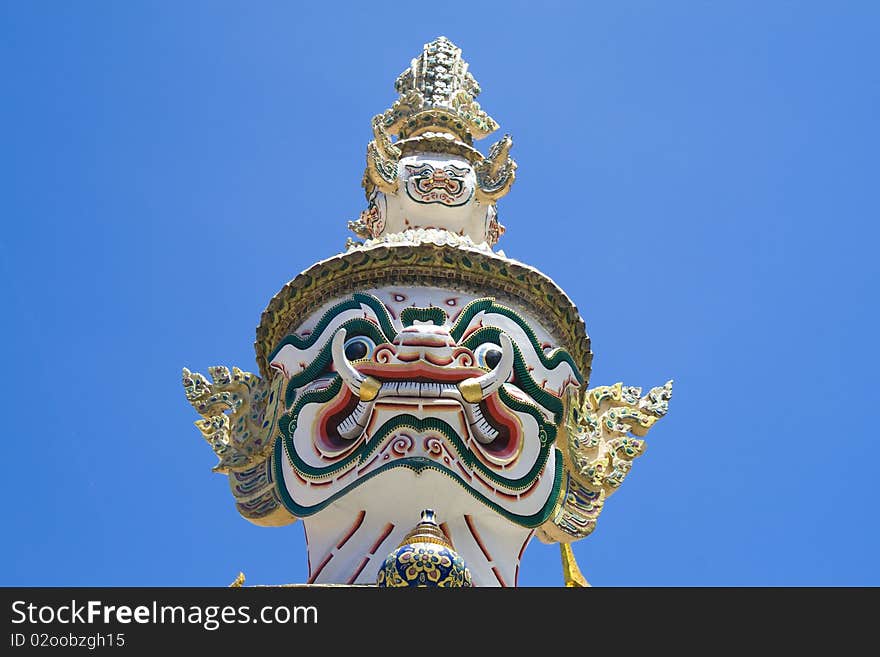 Head of Giant Statue at Famous Grand Palace, Thailand