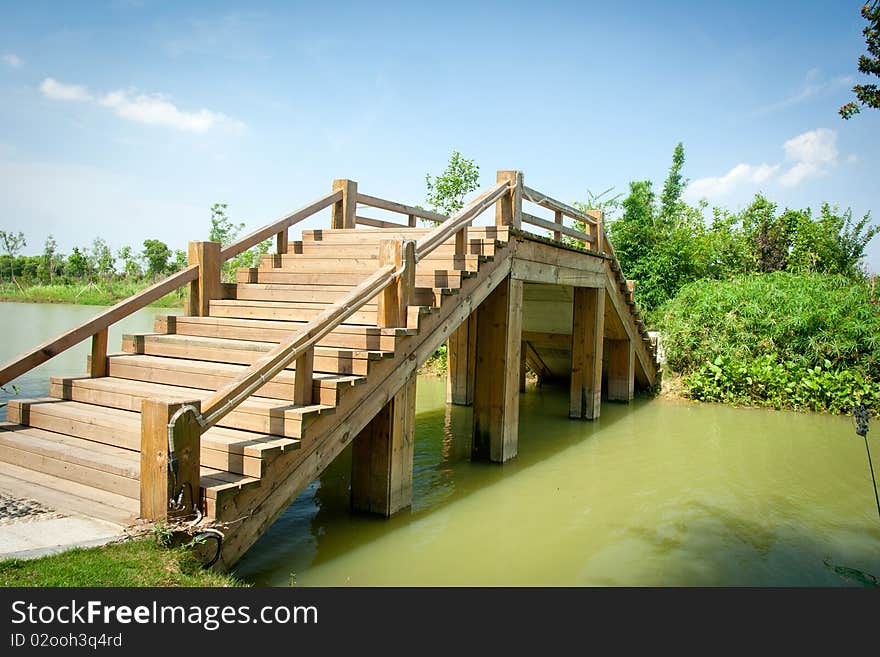 Bridges, gardens and water, Chinese antique building. Bridges, gardens and water, Chinese antique building