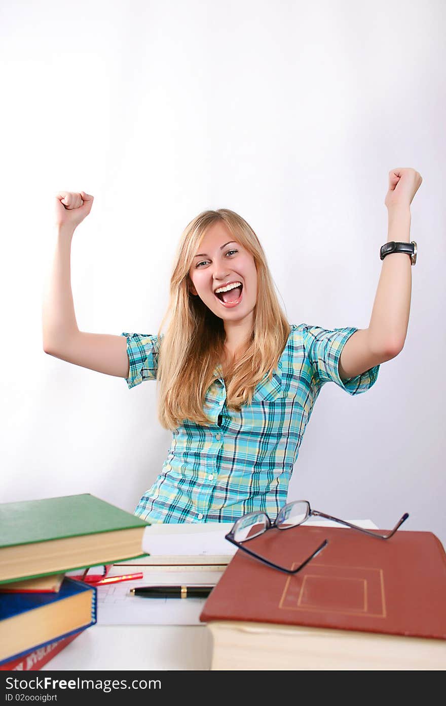 Portrait of a beautiful young female student .