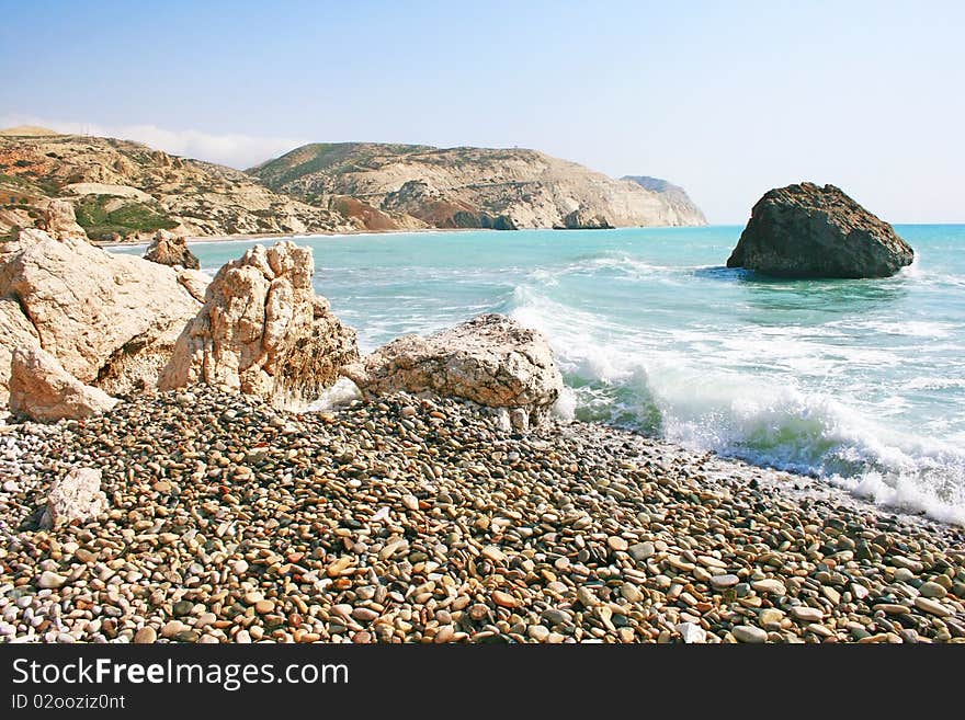 Petra tou Romiou, Aphrodite's legendary birthplace in Paphos, Cyprus. Petra tou Romiou, Aphrodite's legendary birthplace in Paphos, Cyprus.