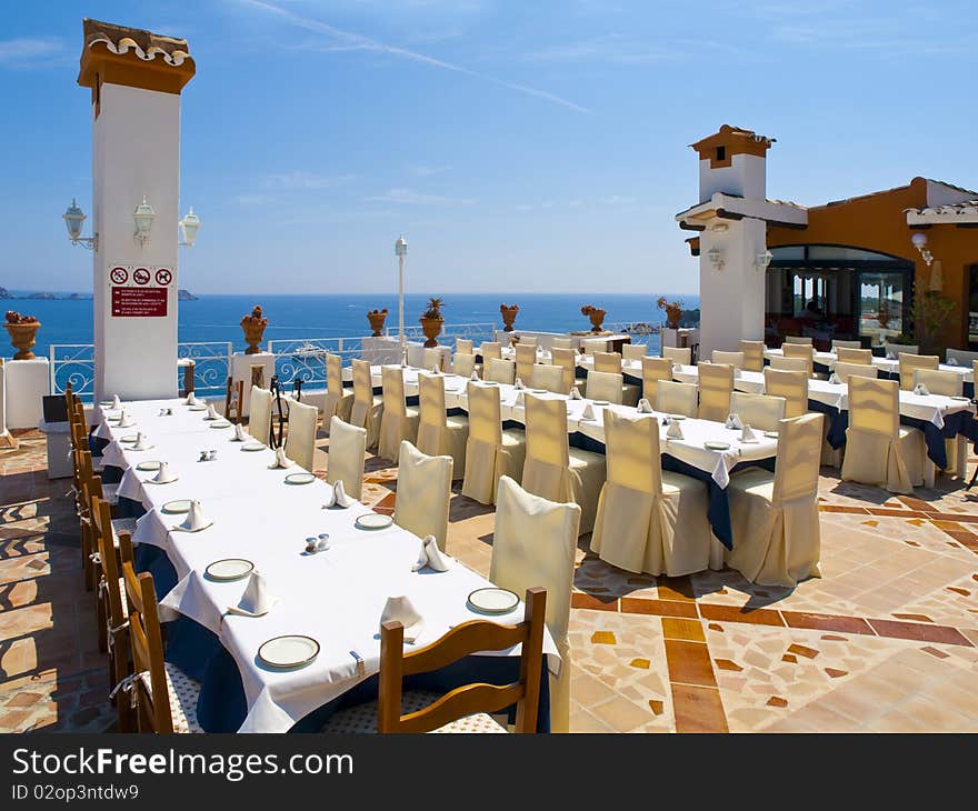 Outdoor Banquet Table with beautiful sea views