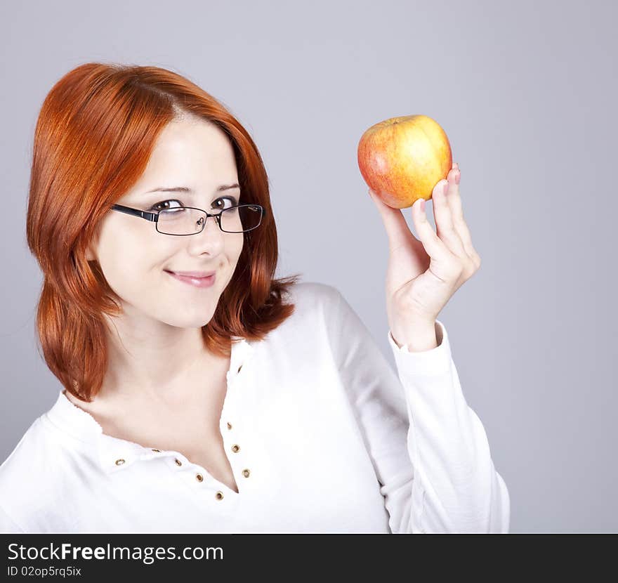 Girl With Apple In Hand.