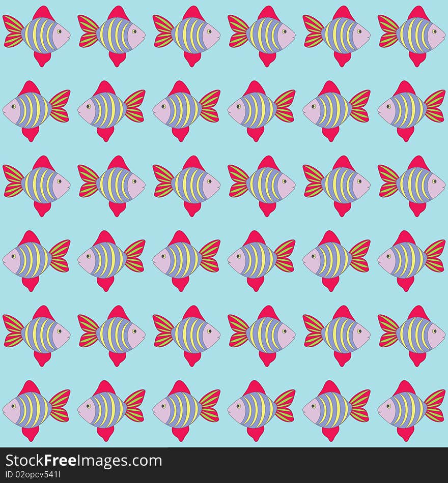 Seamless wallpaper with colored fishes