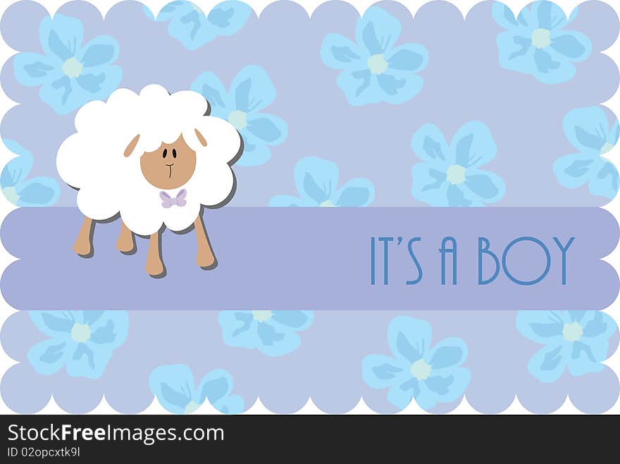 Invitation card for babyshower with cute sheep