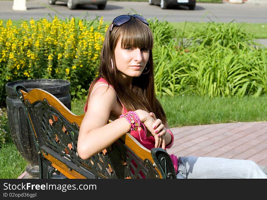 Girl sitting on bench