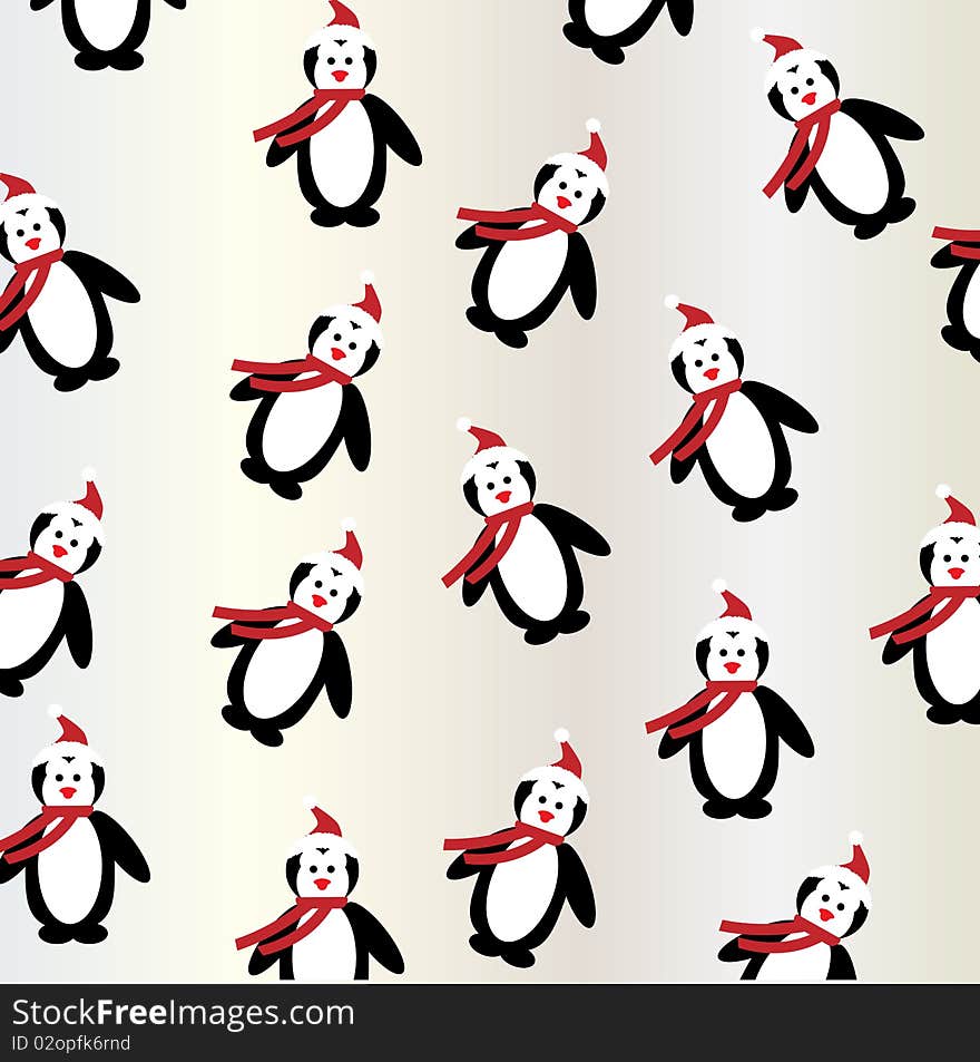 Penguin Christmas Background seamless