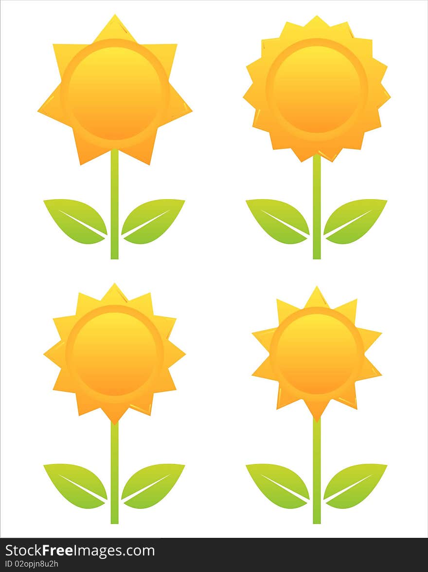 Set Of 4 Flowers Icons