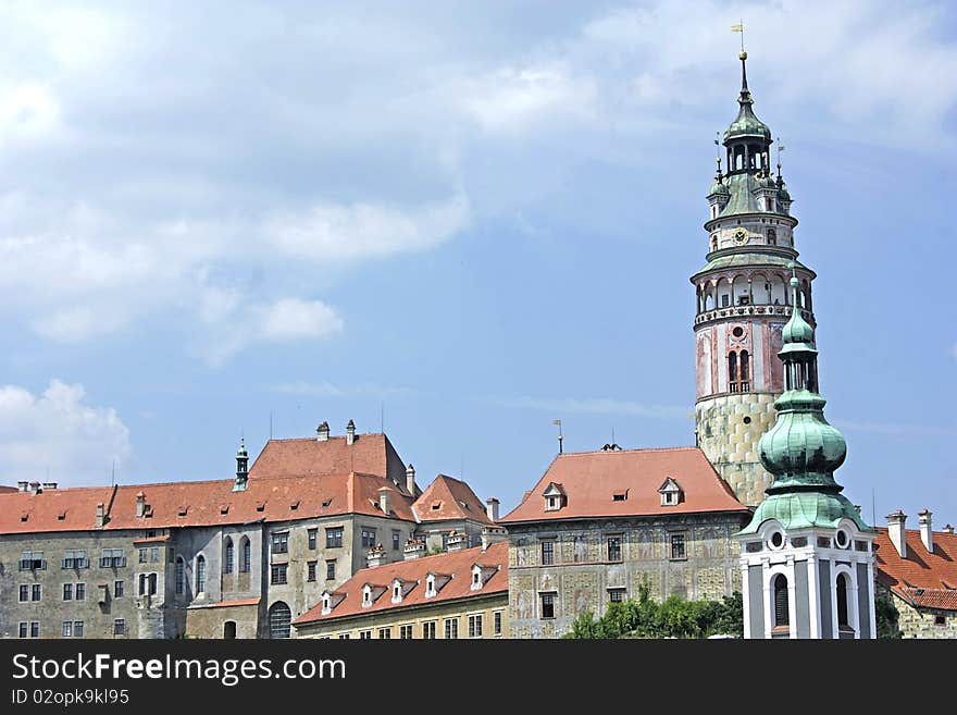 Castle and its tower in cesky krumlov. Castle and its tower in cesky krumlov