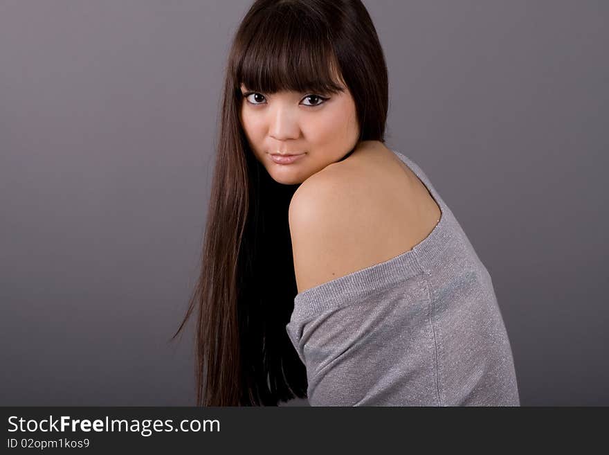 Closeup studio portrait of a beautiful woman. Closeup studio portrait of a beautiful woman