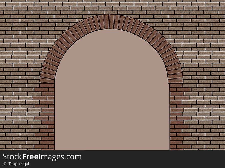 Arch gate in the brick wall. In the Doorway is Empty. Arch gate in the brick wall. In the Doorway is Empty