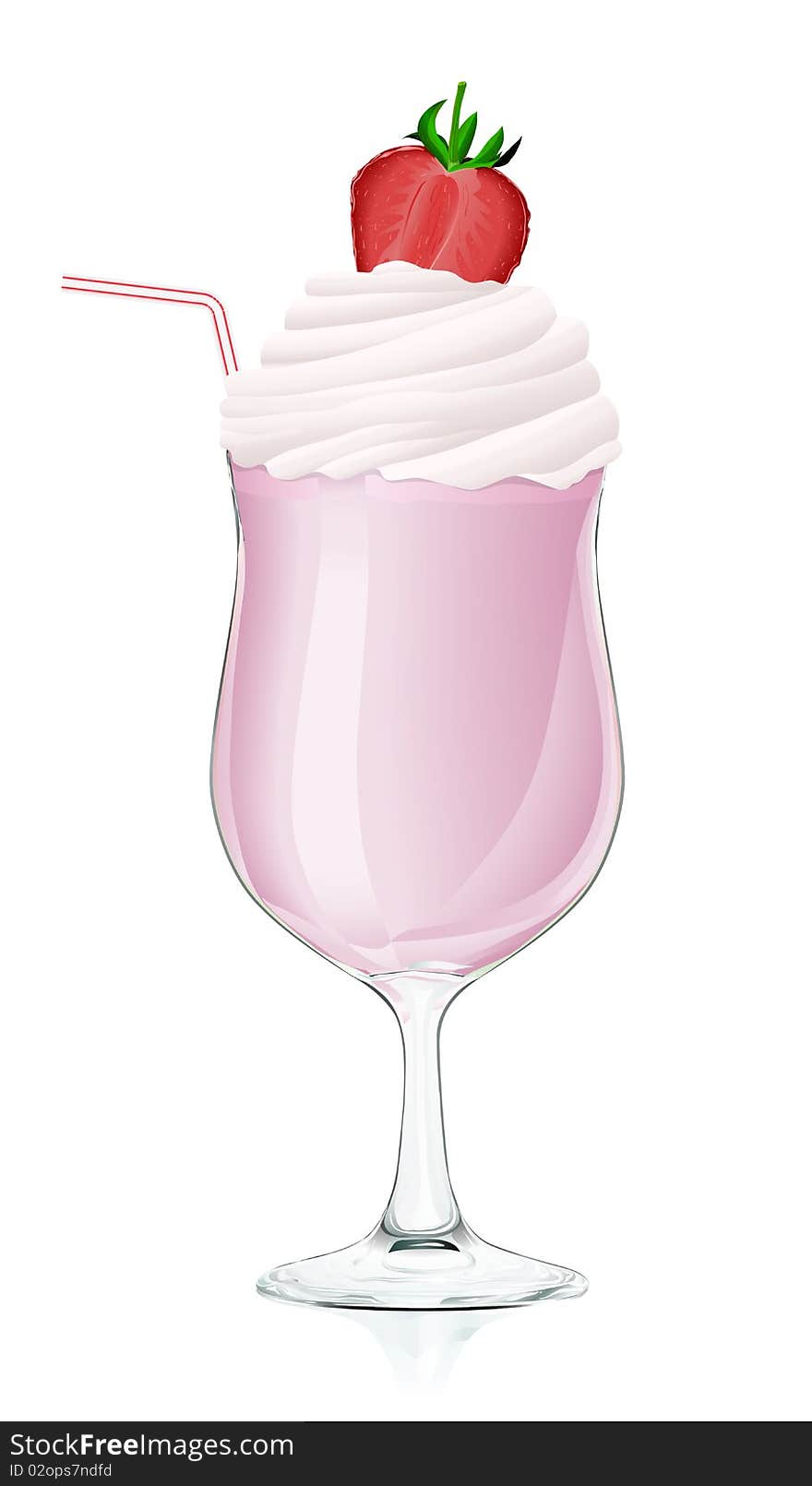 Illustration of a glass of a cocktail with a strawberry and dairy a cream. Illustration of a glass of a cocktail with a strawberry and dairy a cream.