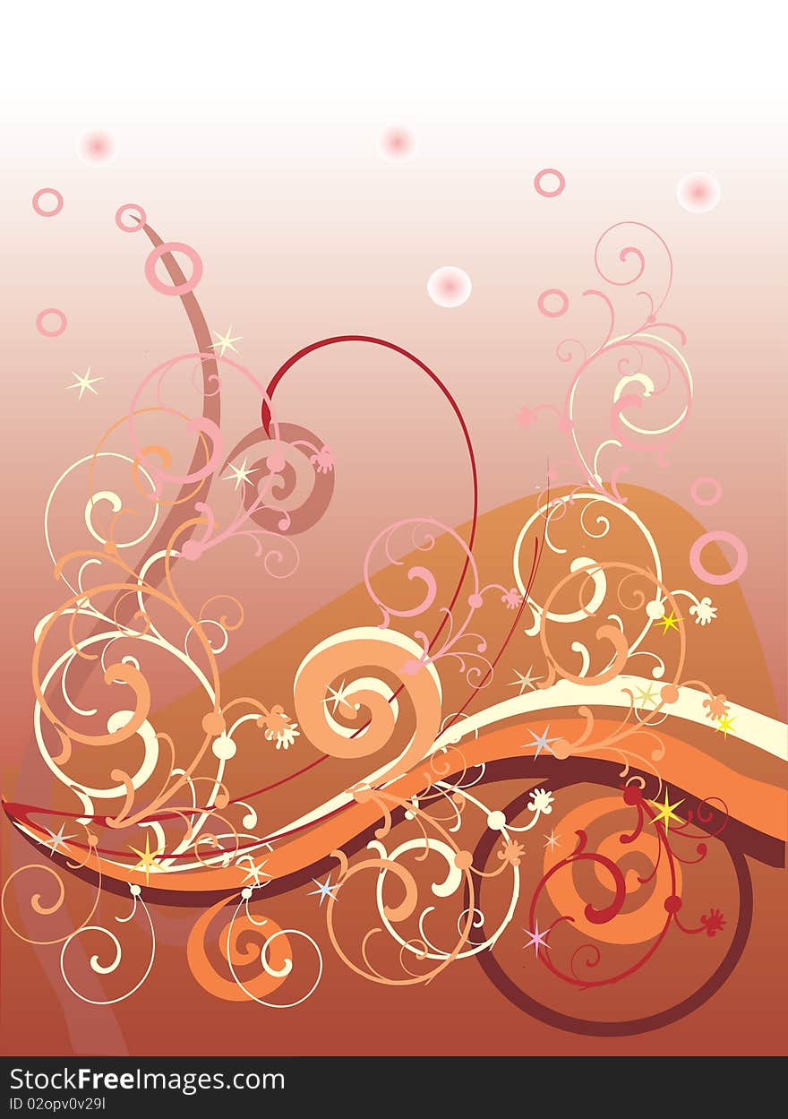 Abstract background with circles and curls. Abstract background with circles and curls