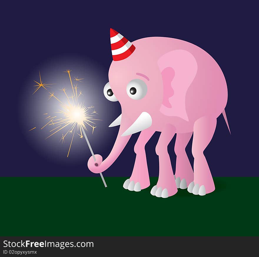 Pink little elephant look at bengal light. Pink little elephant look at bengal light
