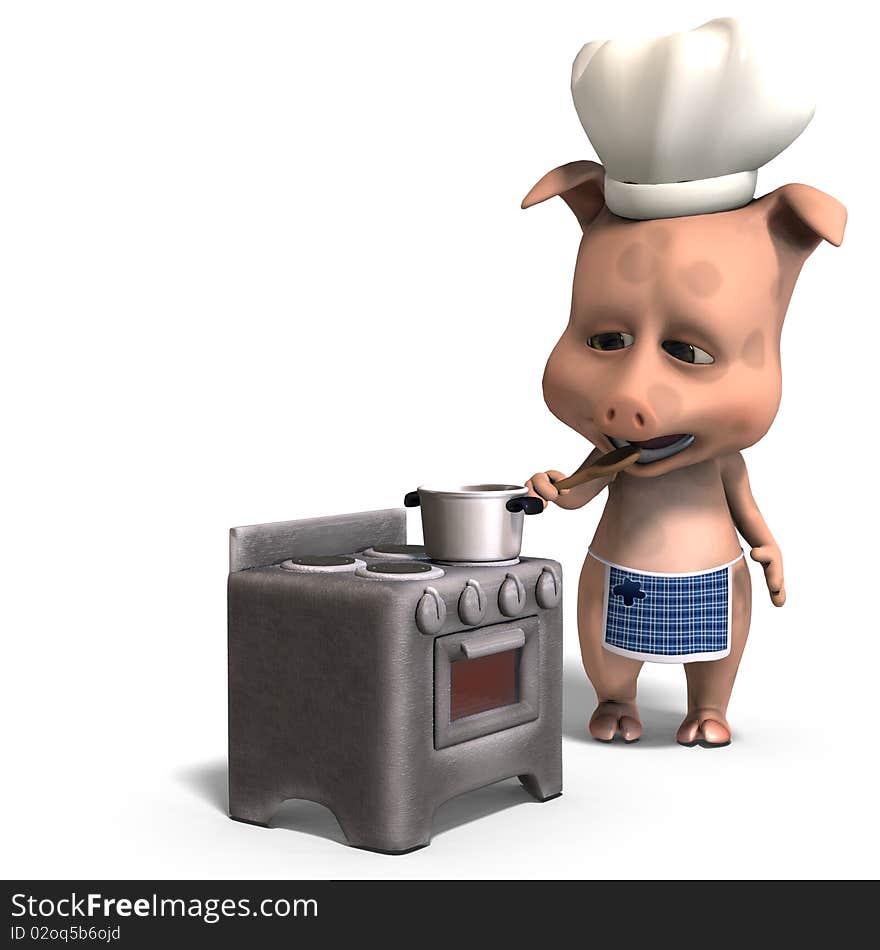 The Cook Is A Cute Toon Pig