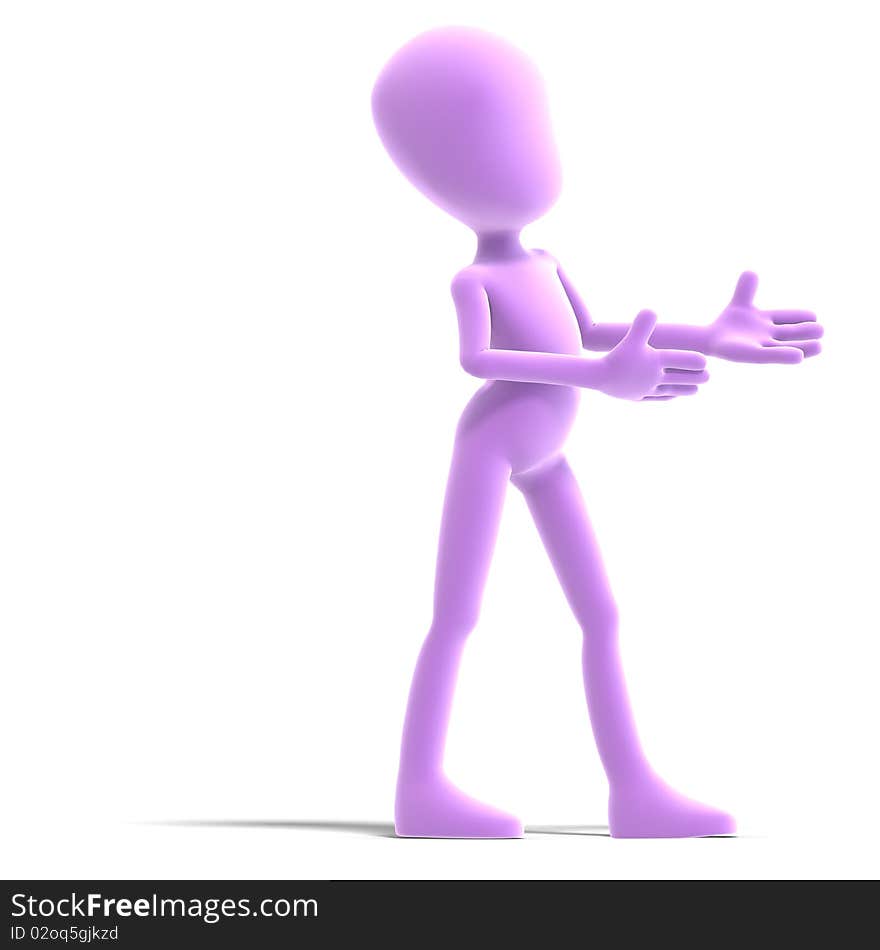 Symbolic 3d male toon character show us the