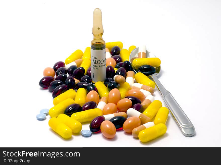 Colorful pills and tablets