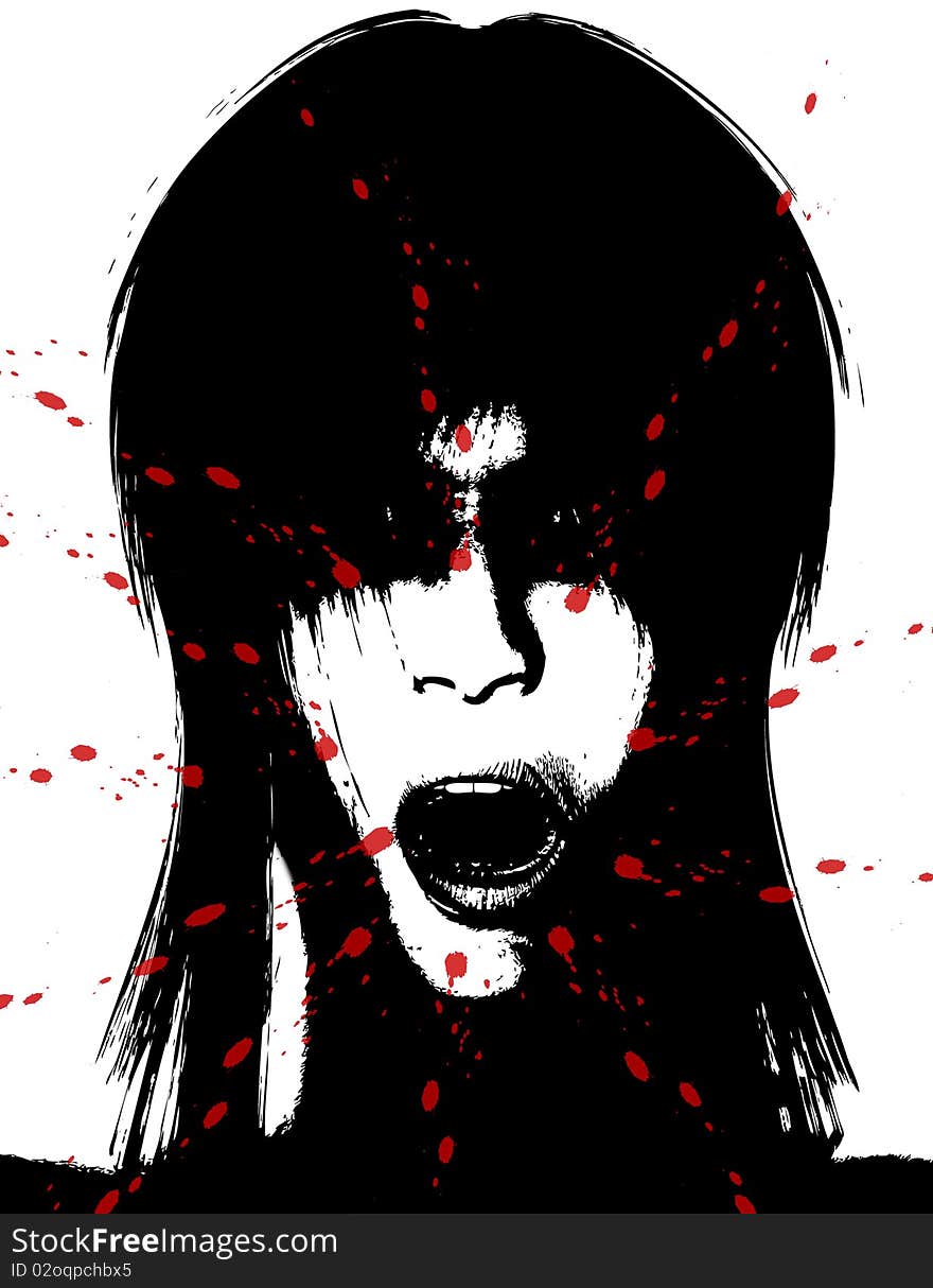 Scary And Bloody Creepy Women Face