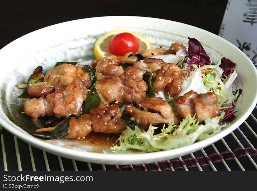 Chicen with sauce teriyaki, japanese food