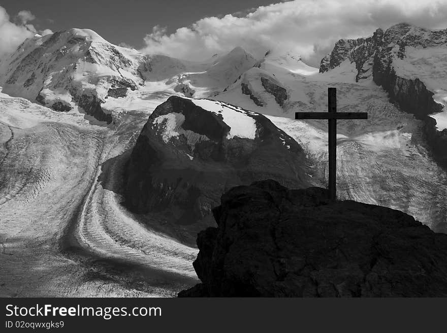 View of the ridges of the Alps, Switzerland.