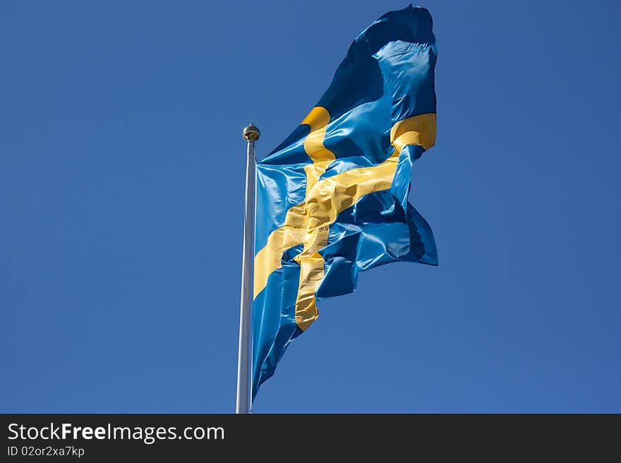 Swedish national flag in wind. Swedish national flag in wind