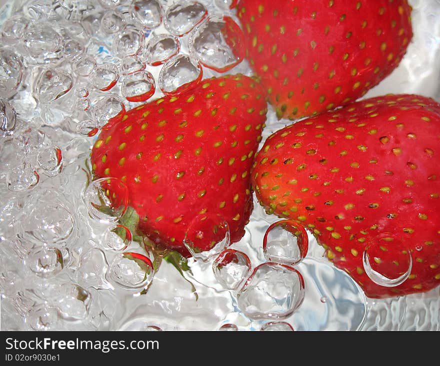 Fresh strawberry in water