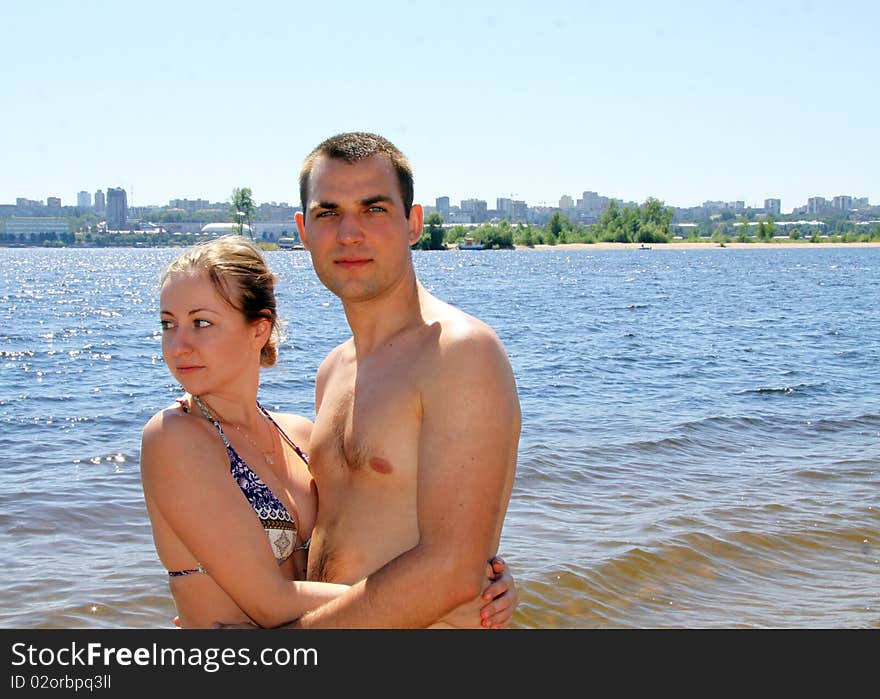 Portrait of a happy young couple outdoor