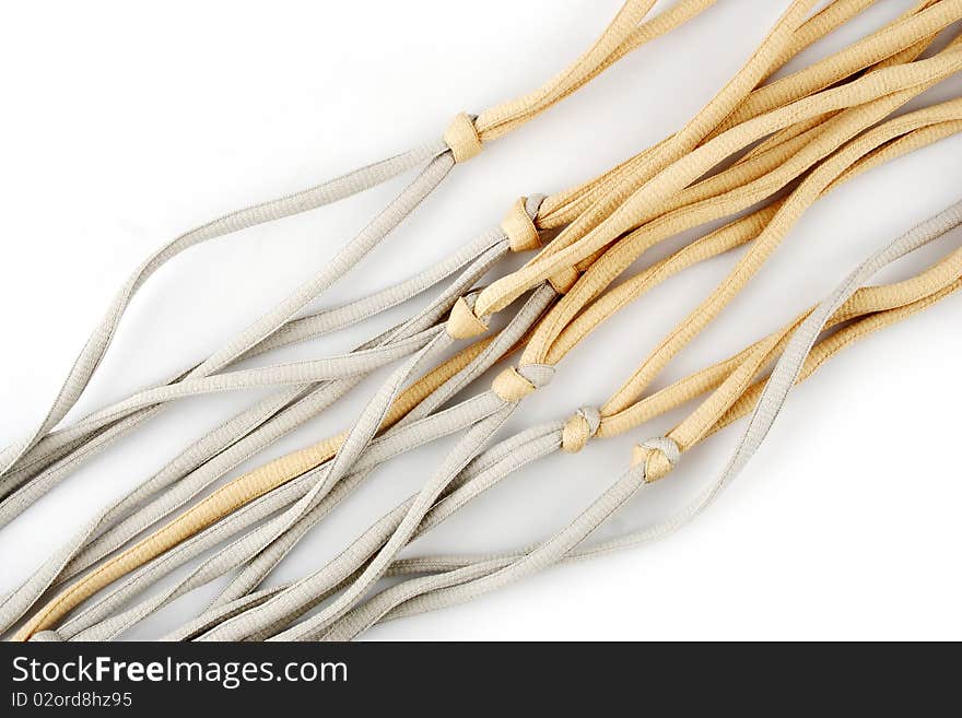 Rope with knot close up. Isolated on white background.