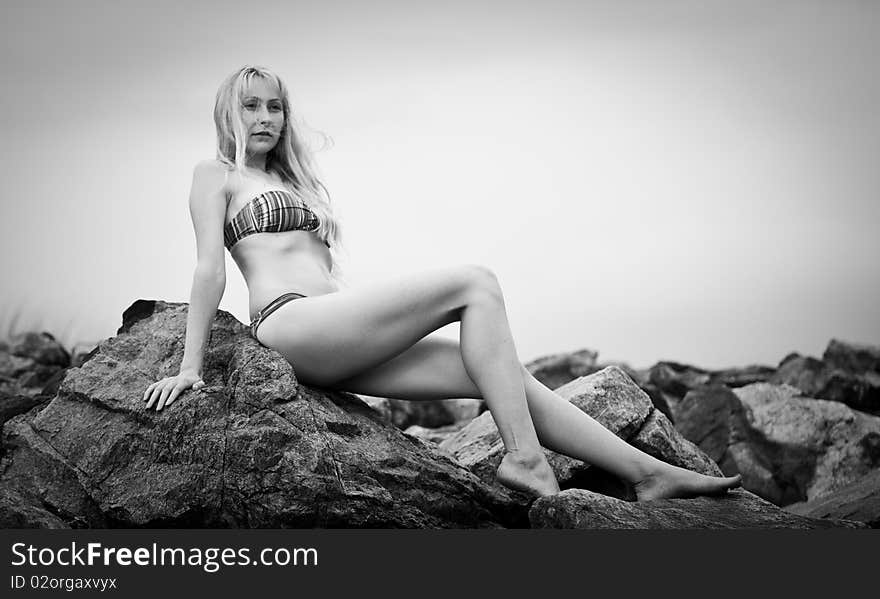 Young beautiful woman  on the beach. Young beautiful woman  on the beach