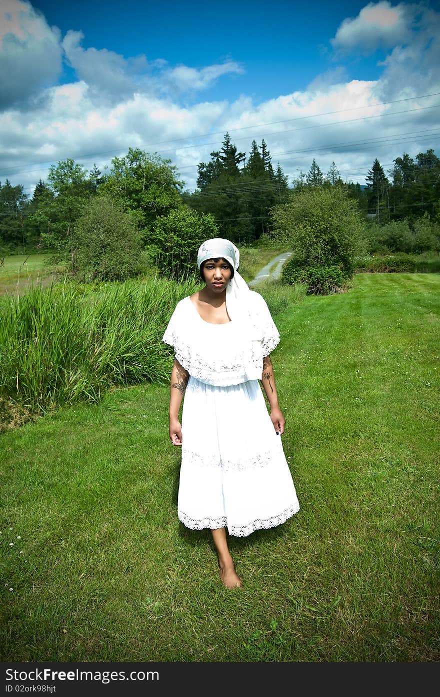 Beautiful black woman in nature setting