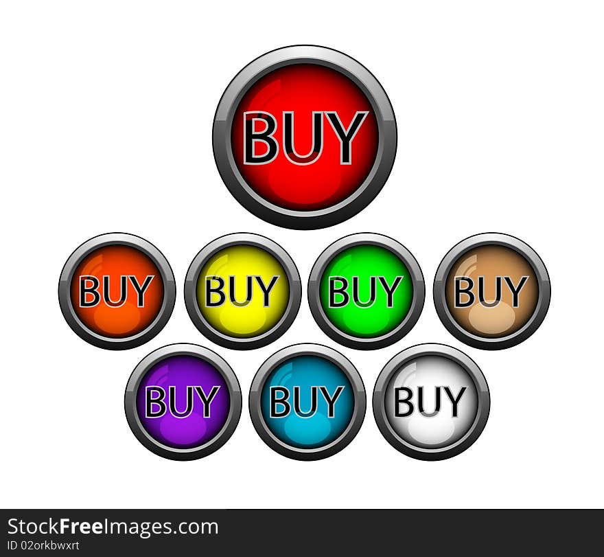 Buy buttons isolated over white. Buy buttons isolated over white