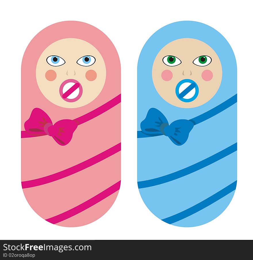 Vector work. child wrapped in swaddling clothes. Vector work. child wrapped in swaddling clothes.