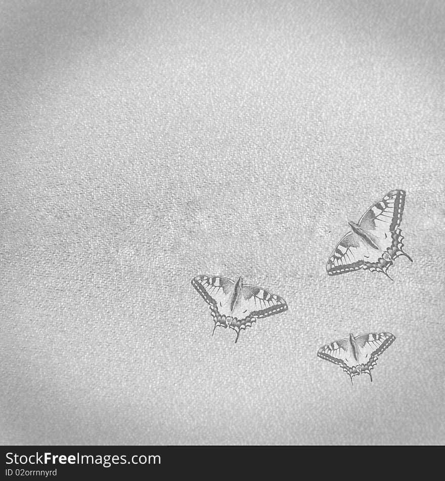 Texture of old paper with butterflies