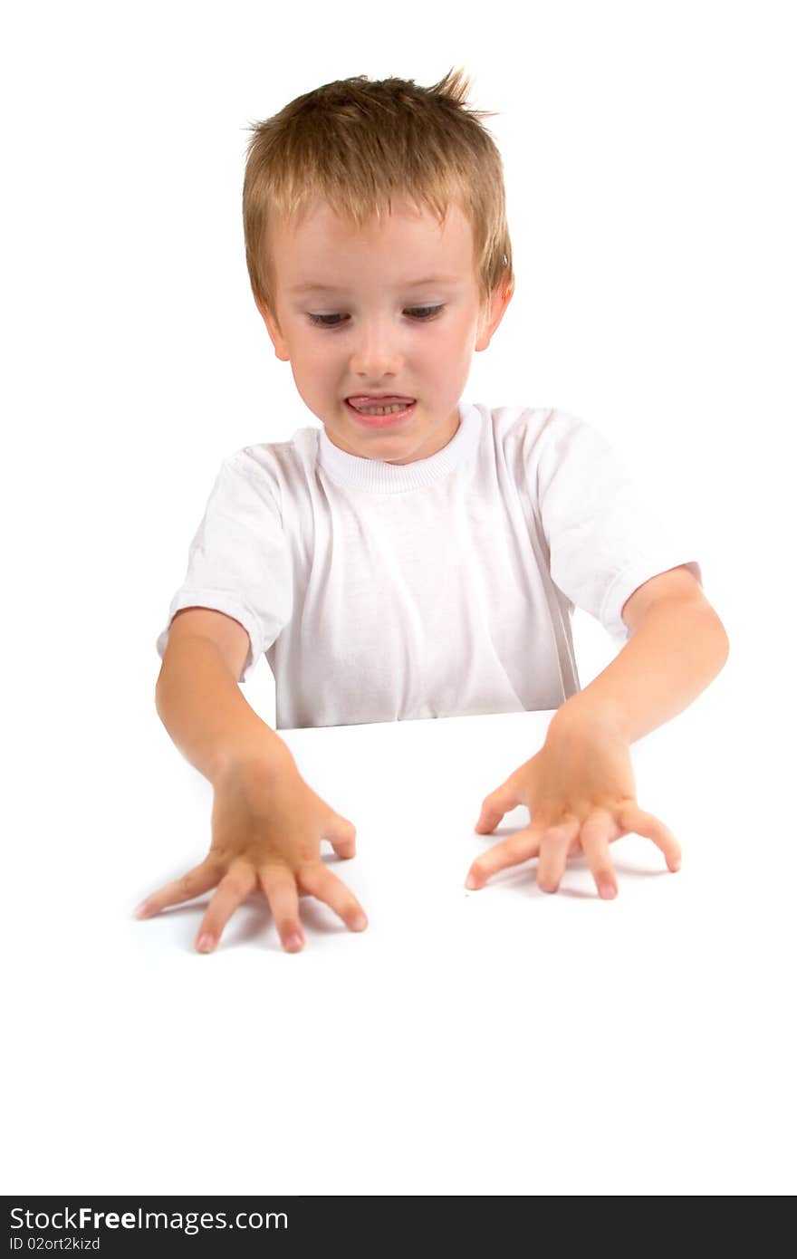 Portrait of a boy, isolated on a white background