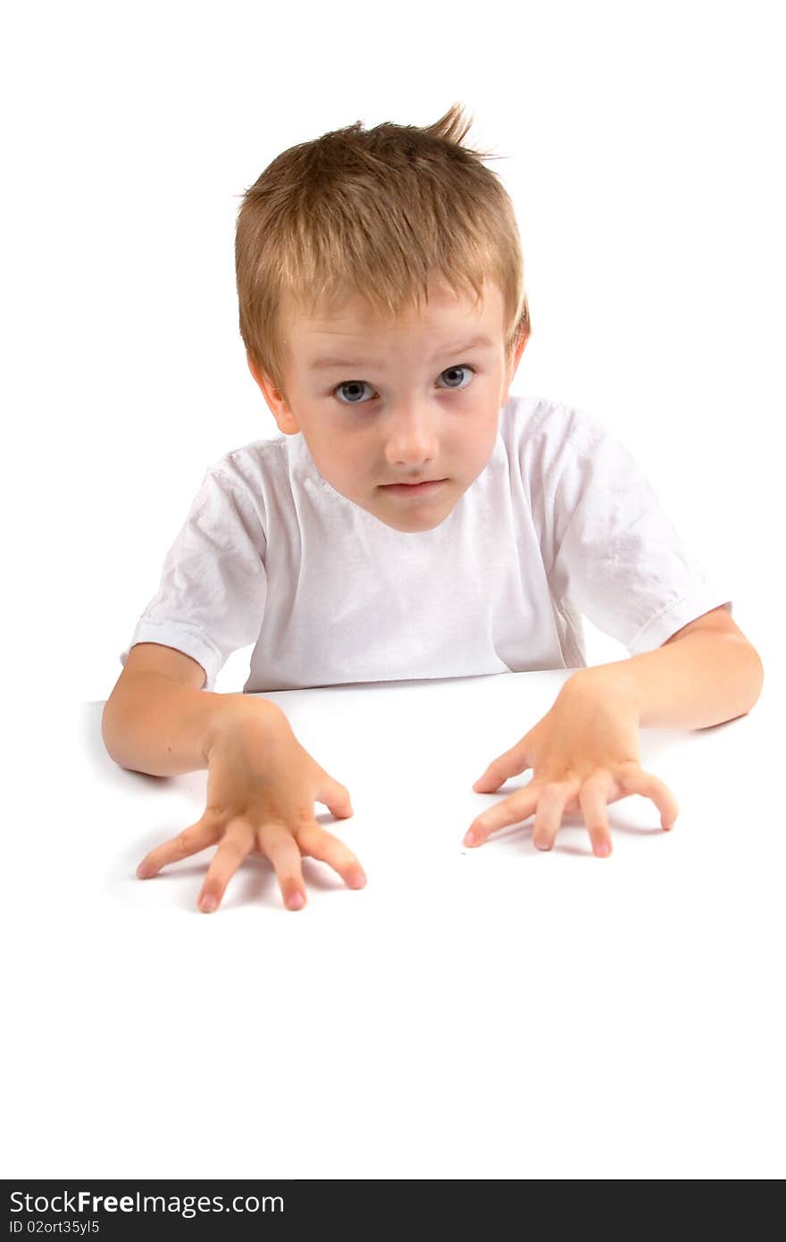 Portrait of a boy, isolated on a white background