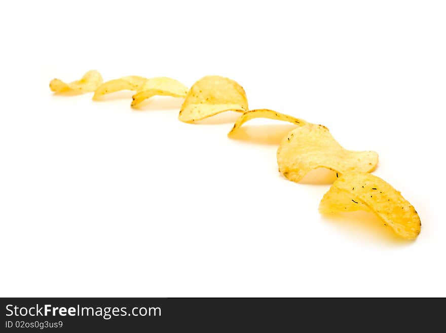 Chips on a white background